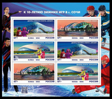 2024 Russia 3vKL10 Years Of The XXII Olympic Winter Games In Sochi 37,00 € - Winter 2014: Sotchi