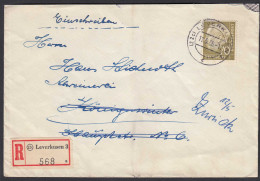 BRD Bund 1956 Heuss 70 Pfg. EF R-Brief Leverkusen 3 Als Retourbrief   (26351 - Sonstige & Ohne Zuordnung