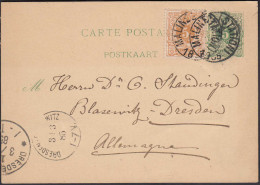 Belgien - Belgium Ante Ganzsache 1885 Mit Zusatzfrankatur Nach Dresden   (26354 - Autres & Non Classés