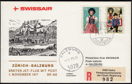 Liechtenstein Swissair Erstflug 1977 Zürich-Salzburg SR 442  (23285 - Autres & Non Classés