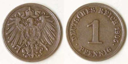 Deutsches Reich -  1 Pfennig Münze 1905 G Jäger 10   (675 - 1 Pfennig