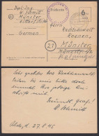 1945 Behelfsausgabe 6 Rpf. Ganzsache SENDENHORST Postamt Bez. Münster Bedarf - Sonstige & Ohne Zuordnung