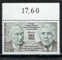 25ème Anniversaire Du Traité Sur La Coopération Franco-allemande : émission Commune France RFA - Unused Stamps