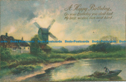 R141826 Greeting Postcard. A Happy Birthday. Lake And Windmills - Monde