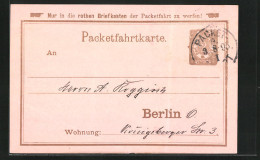 Vorläufer-AK Packetfahrtkarte, 1895, Private Stadtpost Berlin  - Briefmarken (Abbildungen)