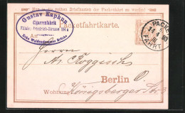 Vorläufer-AK Packetfahrtkarte Private Stadtpost Berlin, 1893, Gustav Kaphun Cigarrenfabrik  - Briefmarken (Abbildungen)