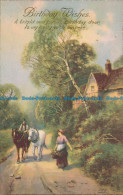 R141835 Greeting Postcard. Birthday Wishes. Horses On The Road Near The House - Monde