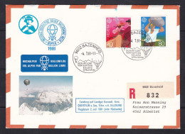 Switzerland - Registered Alpine Balloon Flight Cover Bazenheid Pictorial Postmark - Brieven En Documenten