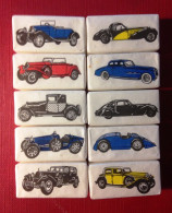 Sugar Cube, Full-Erstein. Bugatti Cars, Musèe National De L'automobile Mulhouse. Lot Of 10 Differents Cubes. - Suiker