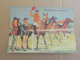 CPSM -  AU PLUS RAPIDE - CARTE HUMORISTIQUE PIN UP - THEME CHEVAL TIERCE  -  NON VOYAGEE - Humour