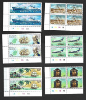 Nauru 1974 First Contact Set Of 6 X 2 + In Plate Number Pairs Or Blocks MNH - Nauru