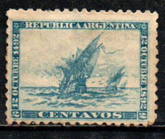 ARGENTINA - 1892 - LE TRE CARAVELLE: NINA, PINTA E SANTA MARIA - USATO - Oblitérés