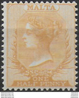 1884 Malta Vittoria ½d Red-orange MNH SG N. 19 - Other & Unclassified