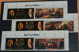 AITUTAKI ISLAND 1976, USA 200 Years Of Independence, History, Paintings, Mi #181-9, MNH** - Unabhängigkeit USA