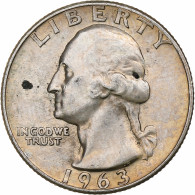 États-Unis, Quarter, Washington, 1963, Denver, Argent, TTB, KM:164 - 1932-1998: Washington