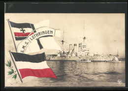 AK Kriegsschiff SMS Lothringen, Reichskriegsflagge  - Guerra