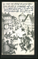 Künstler-AK Carl Diehl: Es Rennt Und Dräng Die Ganze Welt, Denn Die Uhr Ist Vorgestellt  - Astronomía