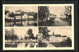 AK Záluzany, Strassenpartie, Gebäudeansicht, See  - Czech Republic