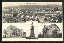 AK Hochspeyer, Hotels Villa Ruby Und Ottmann, Kriegerdenkmal, Panorama  - Autres & Non Classés