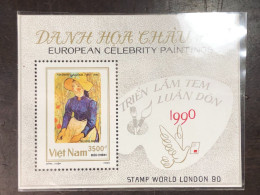 VIET  NAM  STAMPS BLOCKS-94(1990 Giri Sitting In A Wheat Field Painting By Vincent Van Gogh)1 Pcs Good Quality - Vietnam