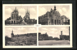 AK Erfurt, Dom Und St. Severikirche, Hauptpost, Rathaus  - Erfurt