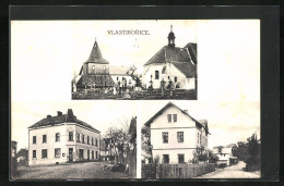 AK Vlastiborice, Kirche Mit Friedhof, Strassenpartie  - Czech Republic