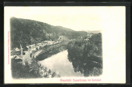 AK Giesshübl-Sauerbrunn, Uferpartie Mit Brücke  - Tchéquie