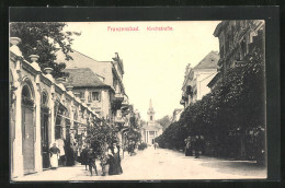 AK Franzensbad, Blick In Die Kirchstrasse Mit Kirche Und Goiffeur  - Czech Republic