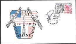 France Kourou Space Cover 1988. Satellite "Spacenet F3R" "Telecom 1C" Launch. Ariane 3 - Europe