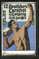 Künstler-AK Leipzig, 12. Deutsches Turnfest 1913, Sportler Mit Einem Stein  - Other & Unclassified