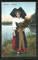 AK Elsässerin In Elsass-lothringischer Tracht Mit Blumen  - Costumes