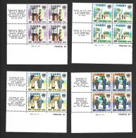 Nauru 1981 United Nations ESCAP Set Of 4 X 4 In Plate Number Blocks Of 4 Setenant With 2 Labels MNH - Nauru