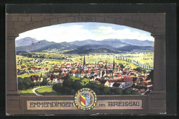 AK Emmendingen Im Breisgau, Gesamtansicht Der Stadt Mit Wappen  - Emmendingen