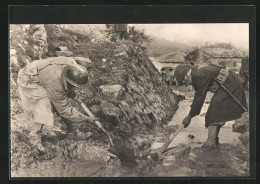 Cartolina Monte Cassino, Schlacht 1944, Pioniere Bei Der Arbeit  - Autres & Non Classés