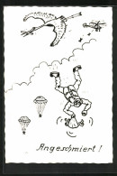 AK Fallschirmjäger-Scherz, Angeschmiert  - Parachutting