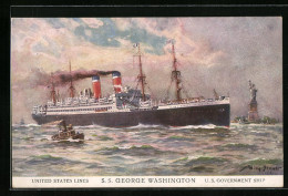 Künstler-AK Willy Stoewer: Passagierschiff S. S. George Washington Passiert Die Freiheitsstatue  - Paquebots