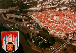 73868127 Hann. Muenden Blick Auf Kernstadt Und Tanzwerder Mit Campingplatz Wappe - Hannoversch Muenden