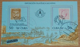 CUBA 1986, Stockholmia '86, Philatelic Exhibitions, Mi #B96, Souvenir Sheet, Used - Stamps On Stamps