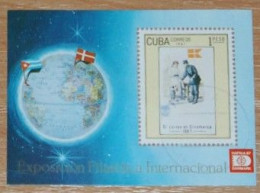 CUBA 1987, Hafnia 87, Postman, Philatelic Exhibitions, Mi #B100, Souvenir Sheet, Used - Exposiciones Filatélicas