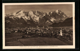 AK Farchant, Fliegeraufnahme Der Gesamten Ortschaft Mit Alpspitze, Waxenstein Und Zugspitze  - Zugspitze