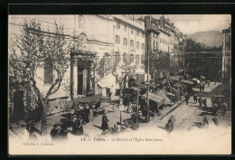 CPA Toulon, Le Marche Et L'Eglise Saint-Jean  - Toulon