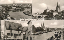 72075230 Regensburg Gesamtansicht Dom St Peter Donau Bruecke Altes Rathaus Regen - Regensburg