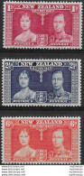 1937 New Zealand Coronation 3v. MNH SG. N. 598/601 - Otros & Sin Clasificación