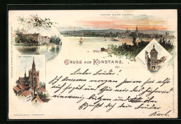 Lithographie Konstanz, Totalansicht Mit Münster  - Konstanz