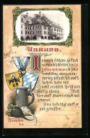 Künstler-AK Urkund - Münchner Hofbräuhaus Im Hopfenrahnmen, Bierkrug, Wappen, Radi  - Otros & Sin Clasificación