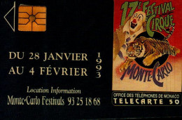 TELECARTE 50..MONTE CARLO  FESTIVAL...17eme FESTIVAL DU CIRQUE - Mónaco