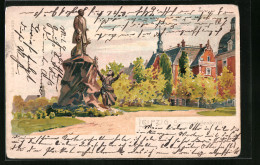 Lithographie Leipzig, Parkanlagen Mit Bismarckdenkmal  - Leipzig