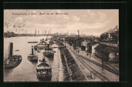 AK Ludwigshafen A. Rh., Blick Von Der Rheinbrücke Auf Die Dampferanlegestelle  - Ludwigshafen