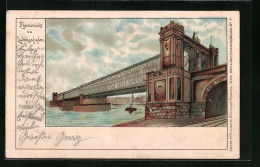 Lithographie Ludwigshafen, Rheinbrücke  - Ludwigshafen