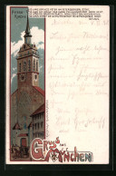 Lithographie München, Peterskirche Mit Kutsche  - München